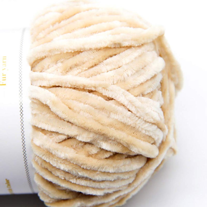 NICEEC 3 Skeins Soft Chenille Yarn Blanket Yarn for Knitting Fancy Yarn for Crochet Weaving DIY Craft Total Length 3Ã—85m (3Ã—93yds, 3Ã—50g)_Khaki - Image 2